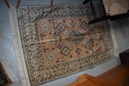 A Persian Shirvan style silk carpet rug/prayer mat, approx. 140 x 93cm