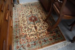 A Persian Shirvan style silk carpet rug/prayer mat, approx. 135 x 95cm
