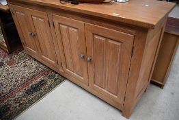 A large American oak sideboard, possibly Ethan Allen, distressed finish