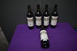 Five bottles of Chateau Leoville Barton 1986, Cru Classe En 1855 Saint Juilen, France, 12%, 750ml