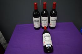 Four bottles of 1990 Chateau Grand-Puy-Lacoste, Saint Guirons, Pauillac, Grand Cru Classe, France