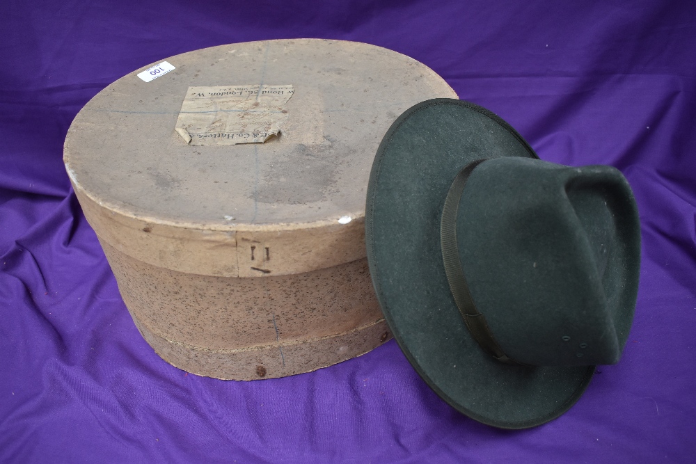 A vintage green felt trilby with hat box. - Image 2 of 4