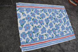 A vintage Mary Quant scarf or shawl having abstract floral design in blue, green and red to white g