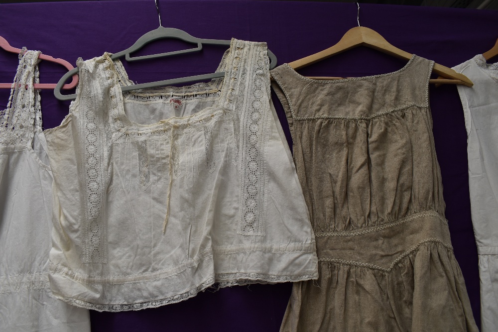 A collection of antique Victorian and Edwardian white wear including bodice,petticoats,camisole, - Image 4 of 5