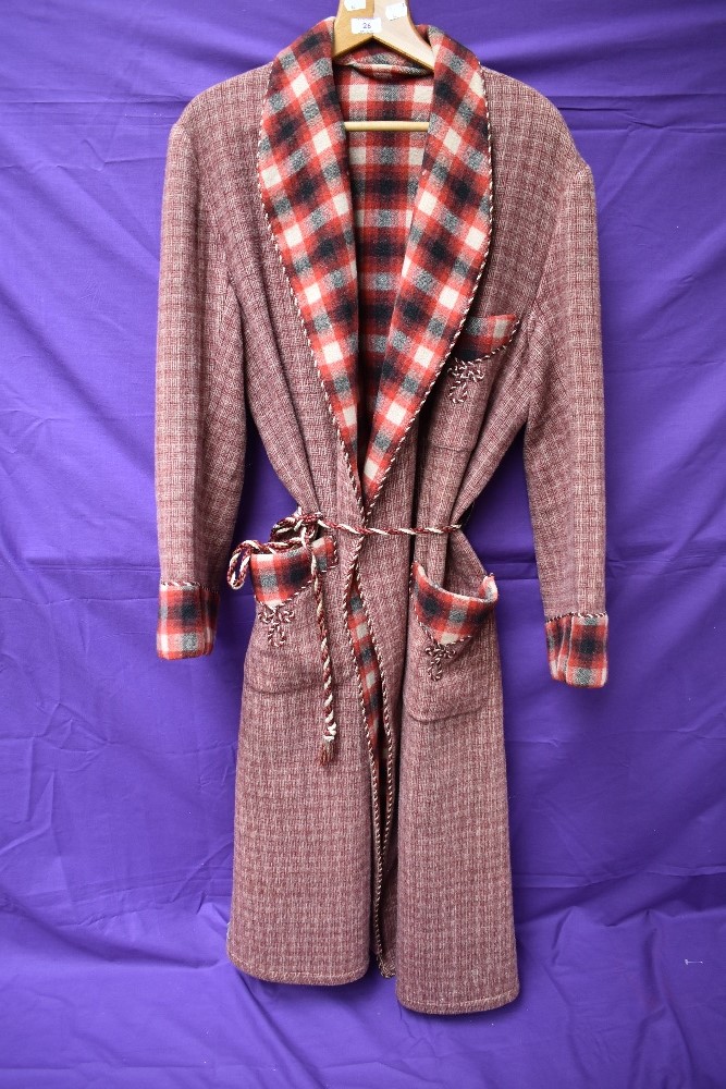 A 1940s/50s gents red wool dressing gown with cord belt,larger size, great condition.