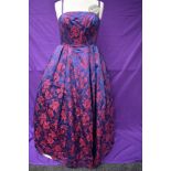 A 1950s Victor Josselyn gown in iridescent purple and red with hooped underskirt with box and