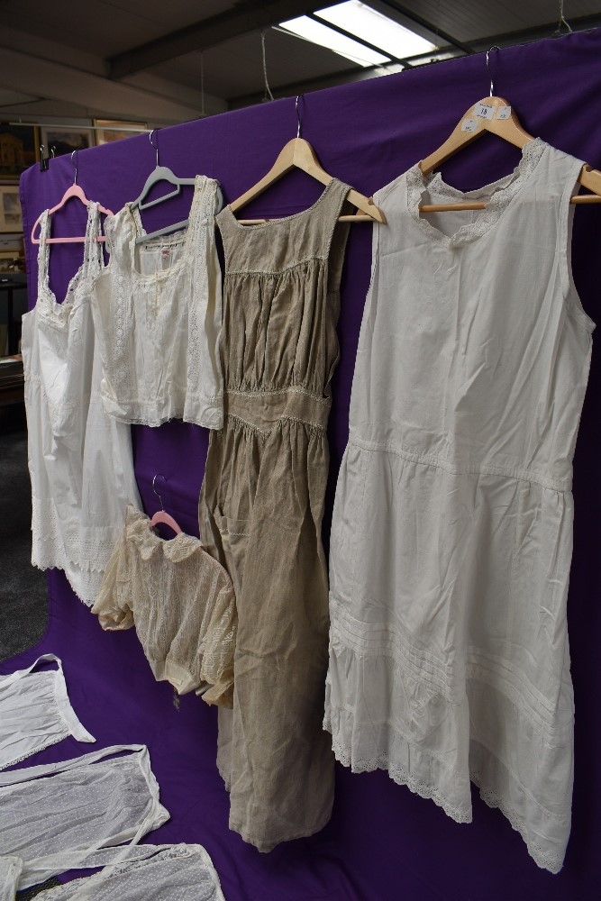 A collection of antique Victorian and Edwardian white wear including bodice,petticoats,camisole, - Image 5 of 5