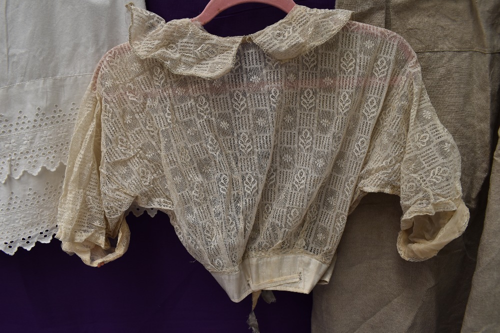 A collection of antique Victorian and Edwardian white wear including bodice,petticoats,camisole, - Image 3 of 5