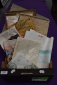 A collection of vintage table linen including Irish linen, all in boxes or with tags and packaging.