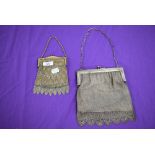 Two vintage chain bags, one larger having scalloped edge to bottom the other smaller of gold and