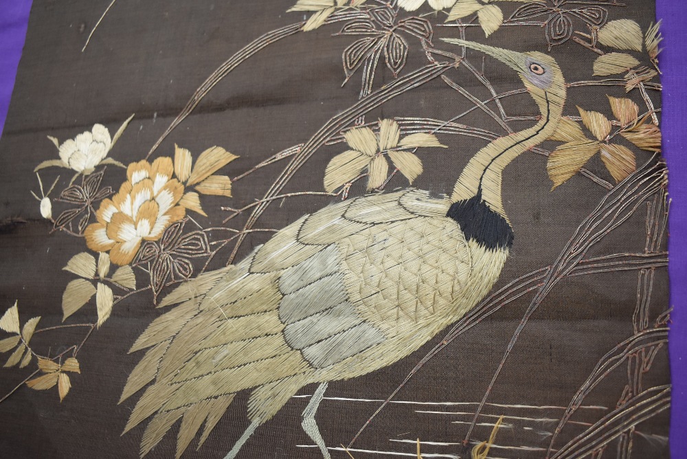 A collection of antique embroidered Chinese panels, exquisite needlework but very fragile. - Image 3 of 7