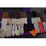 A large collection of ladies vintage gloves, various styles,lengths and colours and fabrics