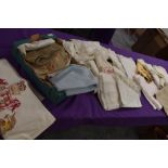 A collection of vintage and antique table linen and similar items, some lovely items amongst this