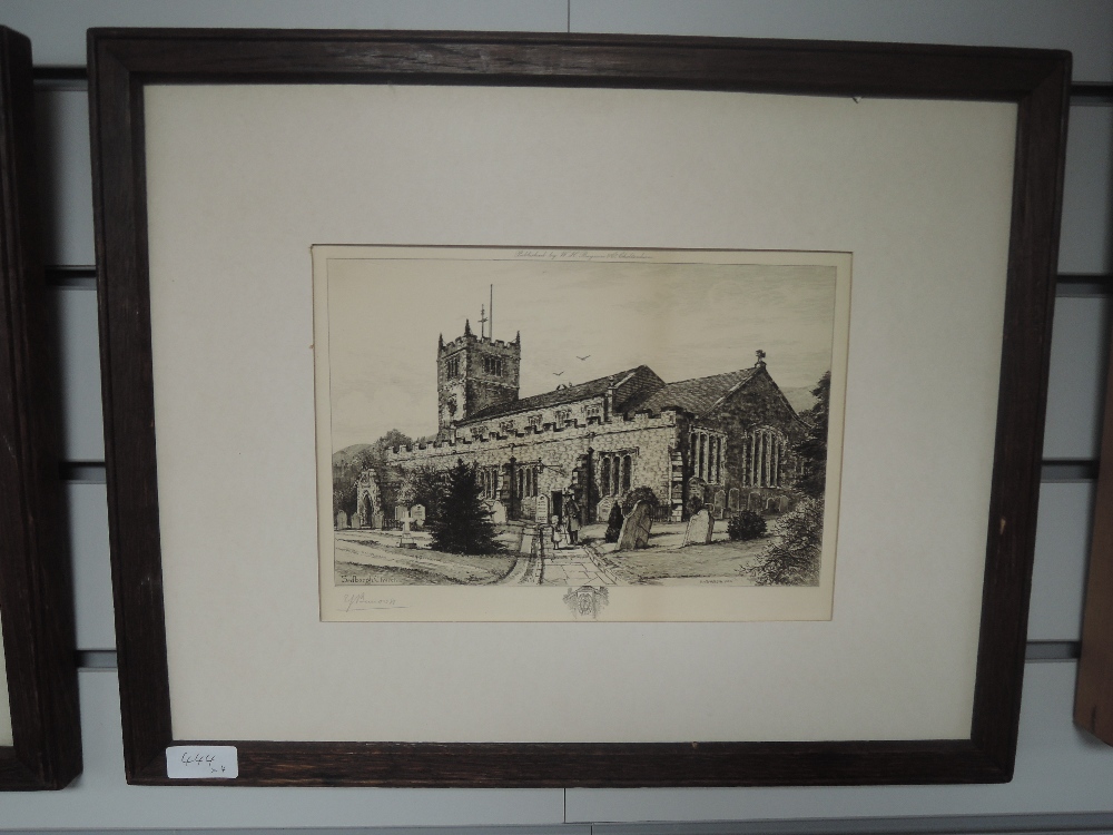 Four etchings, after Burrow, Classrooms and School, 20 x 28cm, and cathedral, 18 x 23cm, Sedbergh - Image 4 of 4