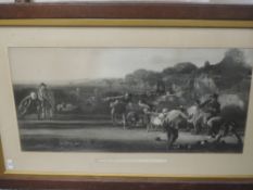 An engraving, The Bowlers, C19th, 38 x 75cm, plus frame and glazed