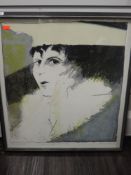A print, lithograph, after Valerie Tarlton, Elle vous regarde froidement, numbered 3/7, signed and