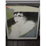 A print, lithograph, after Valerie Tarlton, Elle vous regarde froidement, numbered 3/7, signed and
