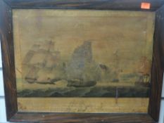 A print, The St Fiorenzo, galleon C19th, 34 x 44cm, plus frame