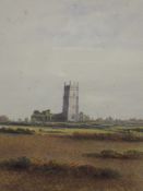 A watercolour, Ogilvy, rural church, signed and dated 1914, 28 x 22cm, plus frame and glazed