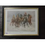 A Ltd Ed print, after Margaret Barrett, Sheer Grit, horse racing interest, signed and num 82/850, 27