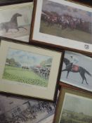 A variety of six prints, horse racing interest, inc, after Brunyee, Benny the Dip, signed 28 x 25cm,