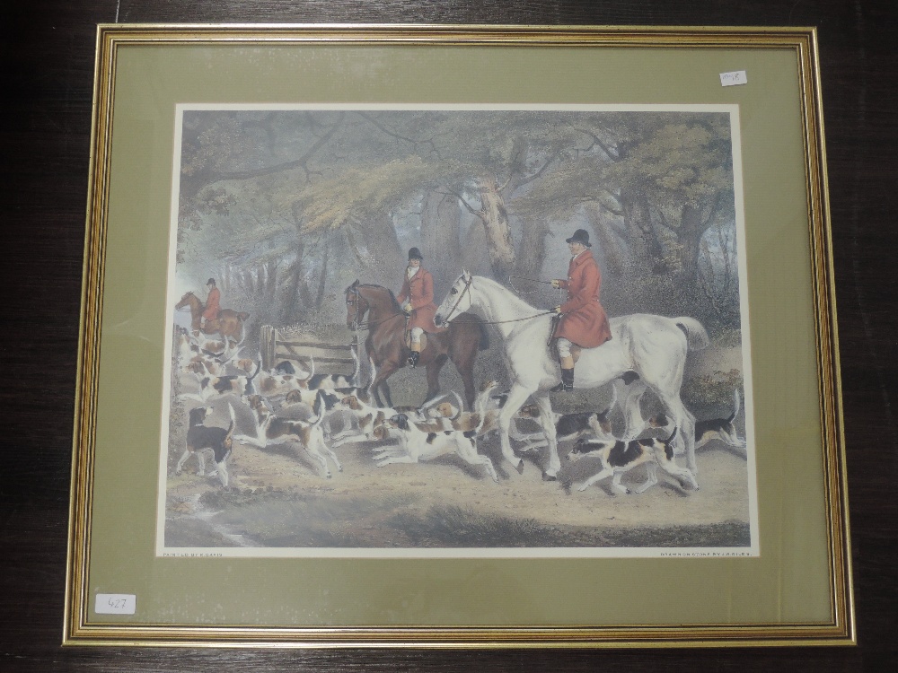 A pair prints, after R B Davis, hunting interest, 42 x 53cm, plus frame and glazed - Image 2 of 3