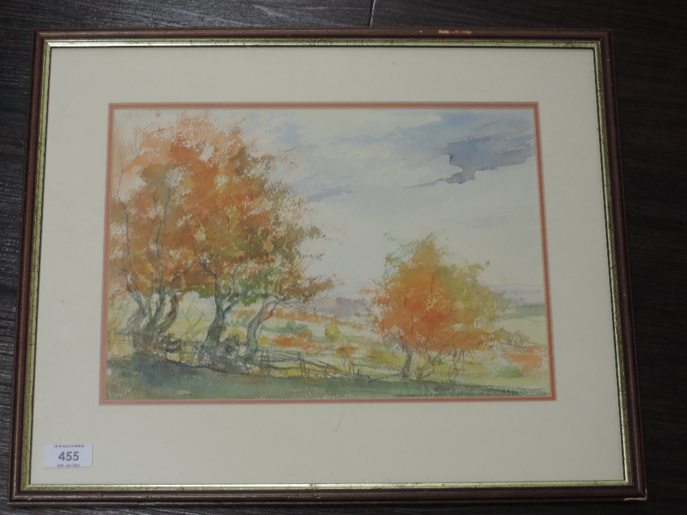 A watercolour, autumnal landscape, 24 x 33cm, plus frame and glazed