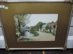 A watercolour, L Rigby, village scene, signed and dated 1914, 26 x 35cm, plus frame and glazed