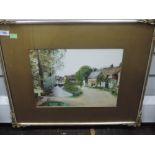 A watercolour, L Rigby, village scene, signed and dated 1914, 26 x 35cm, plus frame and glazed