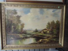 An oil painting, Karl Gatermann, landscape vista, signed and attributed verso, 60 x 90cm, plus