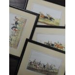 A set of four re-prints, horse racing interest, 18 x 28cm, plus frame and glazed