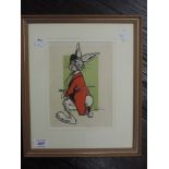 A print, after, Rowntree, March hare, 20 x 15cm, plus frame and glazed
