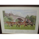 A print, after Paul Hart, Racecourses of Britain - Chester, signed, 44 x 55cm, plus frame and