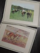 Two prints, after Lautrec and Degas, horse racing interest, 15 x 20cm and 16 x 20cm, plus frame