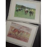 Two prints, after Lautrec and Degas, horse racing interest, 15 x 20cm and 16 x 20cm, plus frame