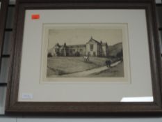 Four etchings, after Burrow, Classrooms and School, 20 x 28cm, and cathedral, 18 x 23cm, Sedbergh