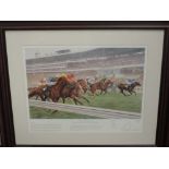 A print, after Paul Hart, Buckingham Racecourses of Britain- Ascot, 47 x 59cm, plus frame and