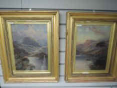 A pair of gouache paintings, John Henry Boel, Scottish mountain and loch landscapes, one signed,