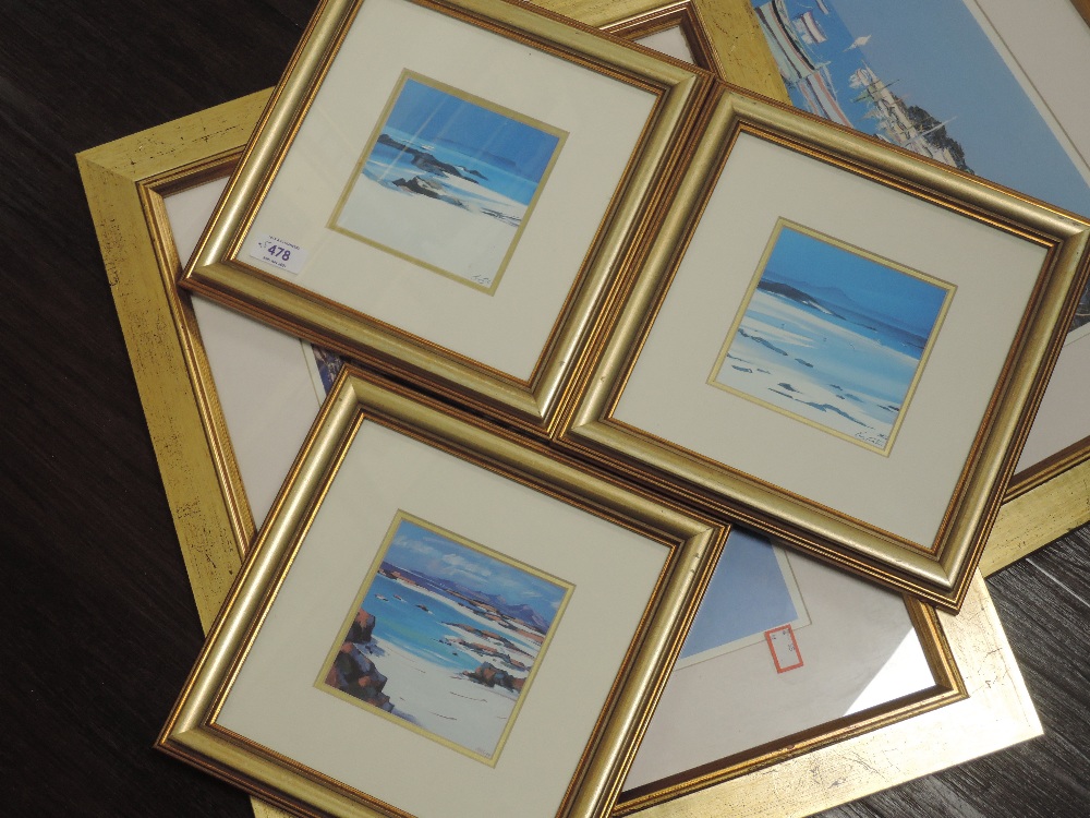 A pair of prints, after Ernest, coastal landscapes, 24 x 34cm, plus frame and glazed, and three - Image 2 of 2