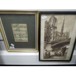 Three prints, Levens Hall, C19th, each 22 x 28cm, plus frame and glazed, a print, Bailrigg House