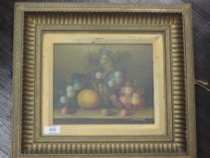 An oil painting, L Skinner, still life, signed, 19 x 23cm, plus frame and glazed