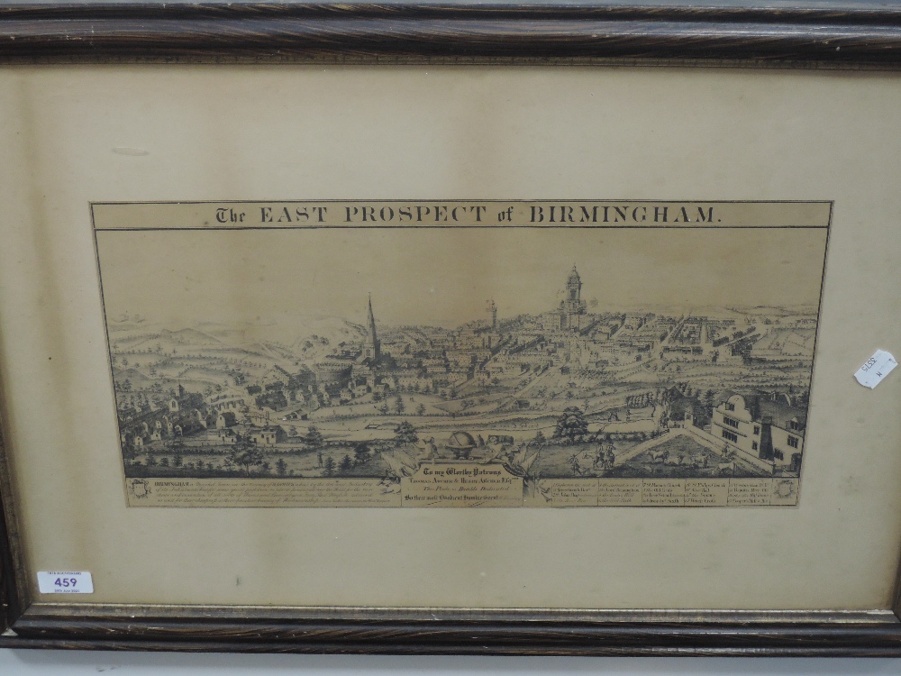 A print, The East Prospect of Birmingham, C19th, 20 x 42cm, plus frame and glazed