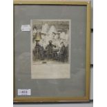 An engraving, after Leich, Savage introduced to Lovell at the Club, C19th, 16 x 10cm, plus frame and