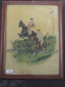 A print, Victorian horse racing interest, C19th, 40 x 30cm, plus frame