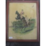 A print, Victorian horse racing interest, C19th, 40 x 30cm, plus frame