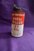 A vintage garage Shell Tellus 27 oilcan with pouring lid