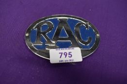 A vintage motor car engine hood badge for RAC