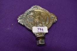 A vintage motor car engine hood badge for commercial vehicles St Christopher