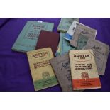 A selection of ephemera and instruction manuals for Austin cars