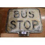 A genuine vintage cast Bus Stop sign